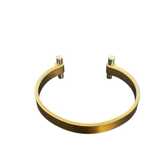 Gold Tone S&S 316L Stainless Steel Industrial Core Modernist Cuff Bracelet - Picture 7 of 8